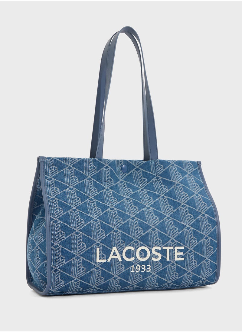 LACOSTE - Logo Detailed Top Handle Zip Over Tote - Image 1
