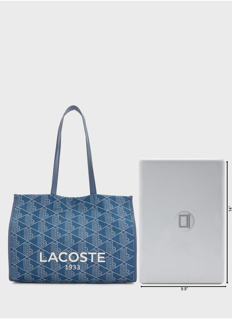 LACOSTE - Logo Detailed Top Handle Zip Over Tote - Image 1
