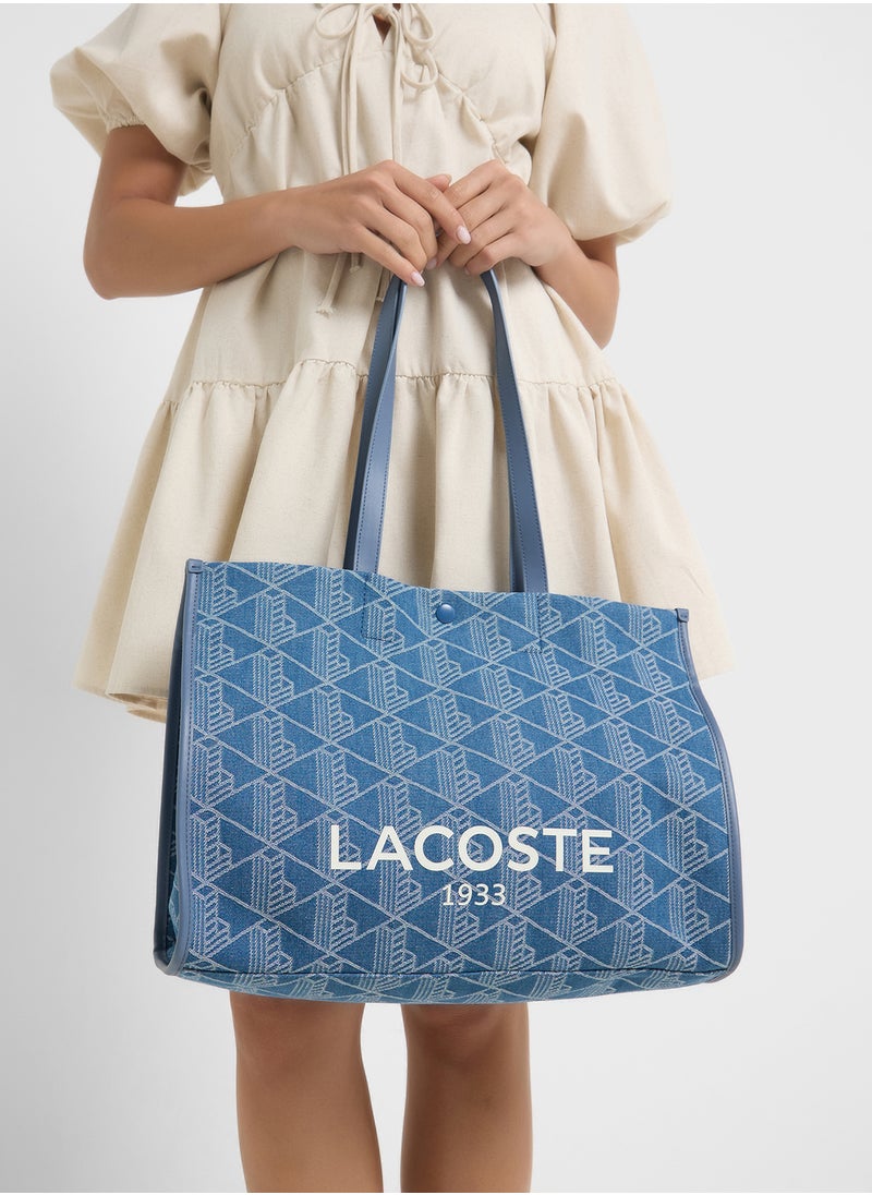 LACOSTE - Logo Detailed Top Handle Zip Over Tote - Image 1