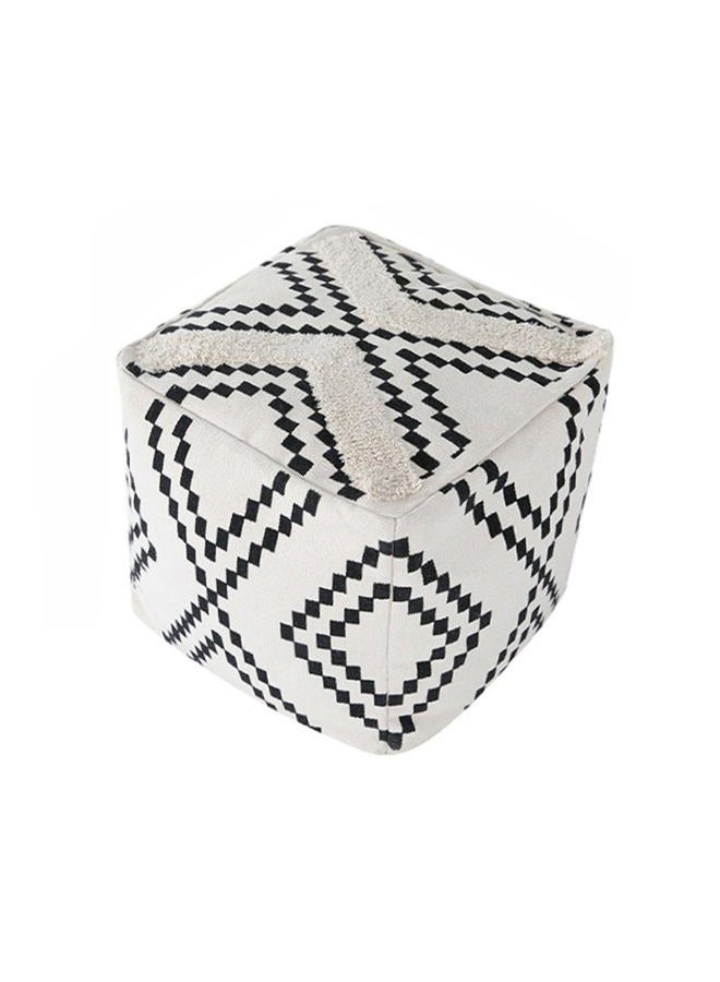 MOCOFO Decorative Square Pouf Cover for Bedroom Boho Cotton Unstuffed Pouf Footstool (Black Diamond,17.7×17.7×17.7") - Image 1