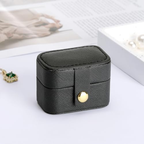 KUKUVR Small Travel Jewelry Box For Ring Stud Earring, Mini Jewelry Ring Holder for Multiple Rings, Portable Jewelry Storage Organizer Case (Black) - Image 5