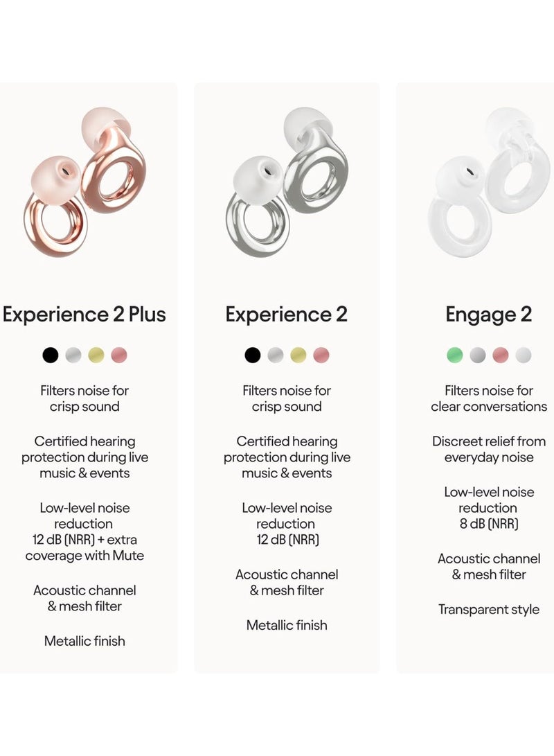 Loop Experience 2 Plus Ear Plugs – Stylish Certified Hearing Protection for Concerts & Festivals, Live Events, Sports, DJs & Nightlife – 17dB Noise Reduction, (High-Fidelity) + Mute for extra coverage - Image 3