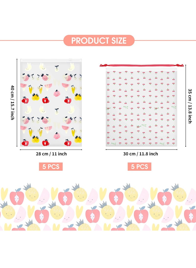 Suntown Bags for Travel Plastic Drawstring Bag Waterproof 10Pcs Reusable Maternity Bag Organiser Pouches Luggage 0rganiser Pouches for Clothes Shoes Cosmetics Travel Essentials Toiletries - Image 2