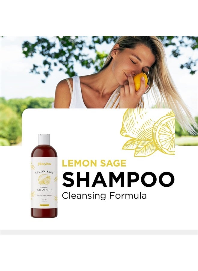 Honeydew Lemon Sage Shampoo for Oily Hair - Sulfate Free Clarifying Shampoo for Build Up with Lemon Sage Keratin and Tea Tree Oil for Hair and Scalp Care - Deep Cleansing Rosemary Shampoo for Men and Women - Image 4