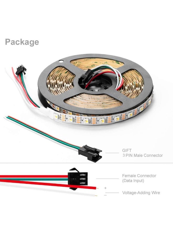 شريط LED WS2812B RGB قابل للتوجيه فردياً شريط LED DC 5V PCB أسود IP65 - Image 4