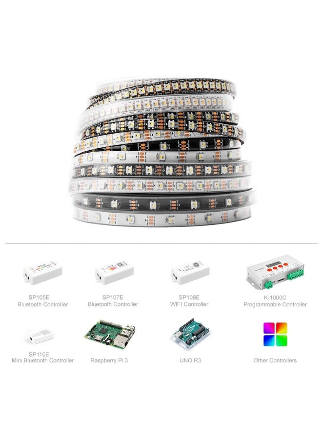 شريط LED WS2812B RGB قابل للتوجيه فردياً شريط LED DC 5V PCB أسود IP65 - Image 2