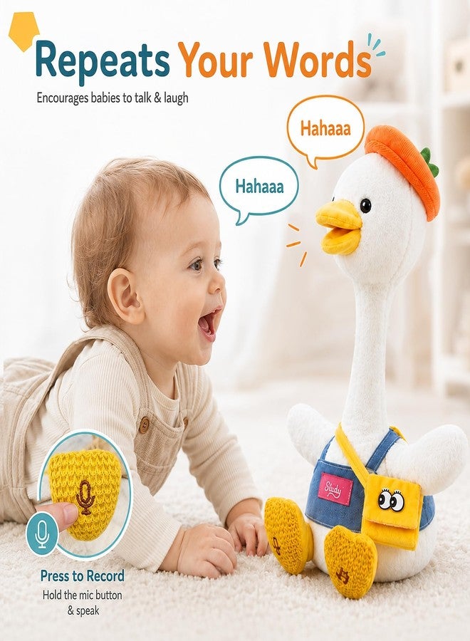 TUZT Dancing Talking Duck Toy, Stuffed Animal Baby Toy Singing Recording Repeats What You Say, Musical Interactive Fluffy Duck Toy Gifts for Toddlers Kids 3 4 5 Years Old - Image 3