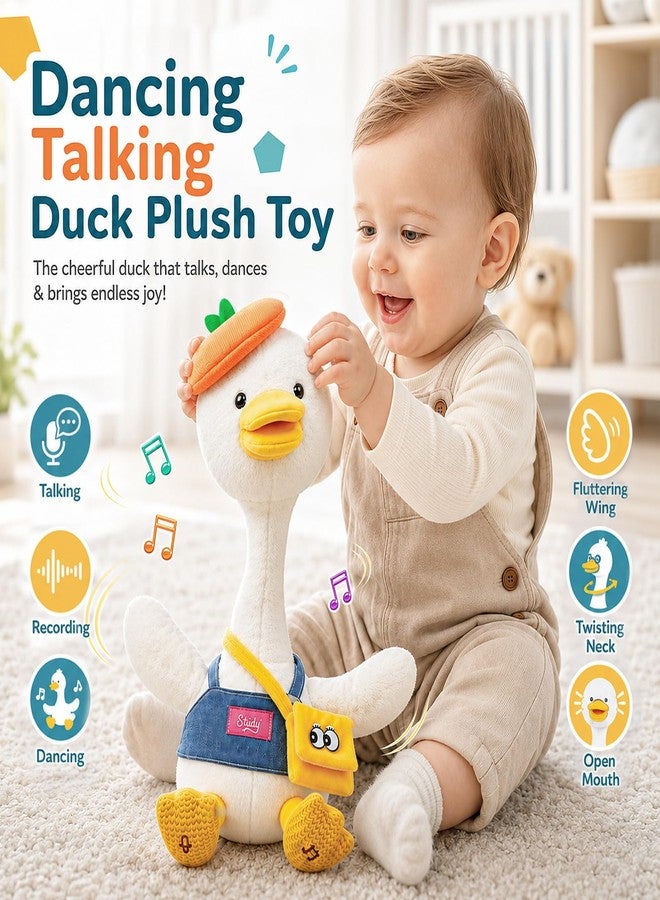 TUZT Dancing Talking Duck Toy, Stuffed Animal Baby Toy Singing Recording Repeats What You Say, Musical Interactive Fluffy Duck Toy Gifts for Toddlers Kids 3 4 5 Years Old - Image 2