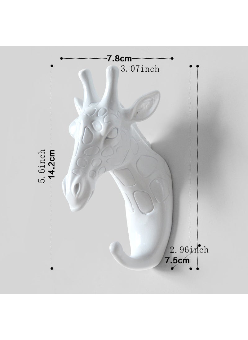 Generic Cross-border wholesale European creative hook punch-free strong paste wall decoration wall hanging deer head clothes hook Giraffe (Elegant White) 