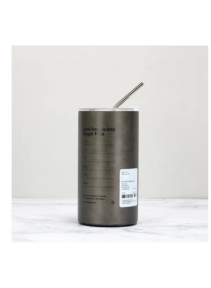 Liying 500ml Stainless Steel Coffee Tumbler with Straw and Lid Sealed Carry on, Iced Coffee Cup, Leak-Proof Tumbler Cup, Reusable Smoothie Mugs for Cold & Hot Drinks, Coffee, Tea (Grey)  - Image 4