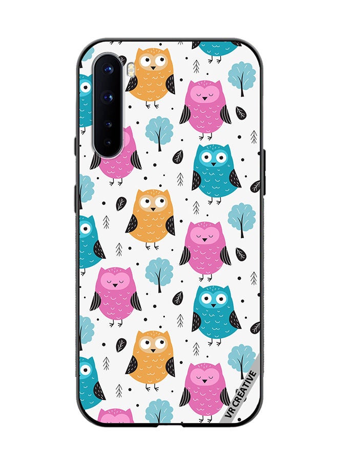 VR CREATIVE Protective Case Cover For OnePlus Nord Owls Seamless Pattern Design Multicolour - Image 1