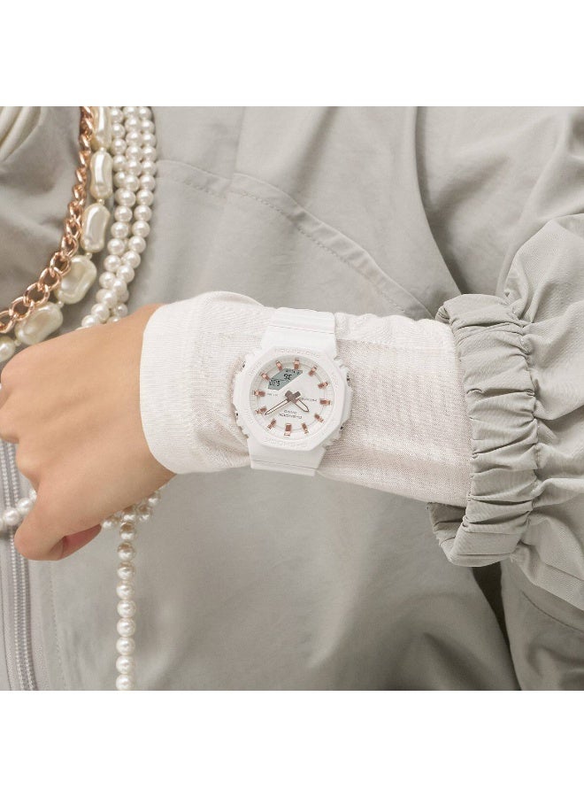 Casio G-Shock Analog-Digital Wrist Watch, White with Rose Gold Accents - Image 2
