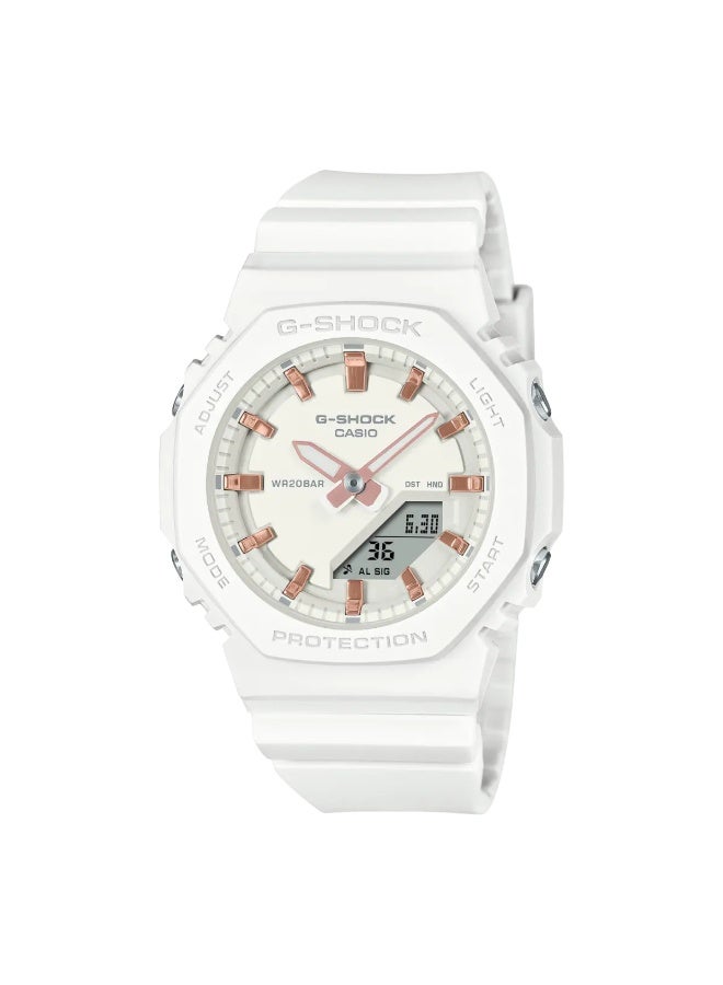 Casio G-Shock Analog-Digital Wrist Watch, White with Rose Gold Accents - Image 1