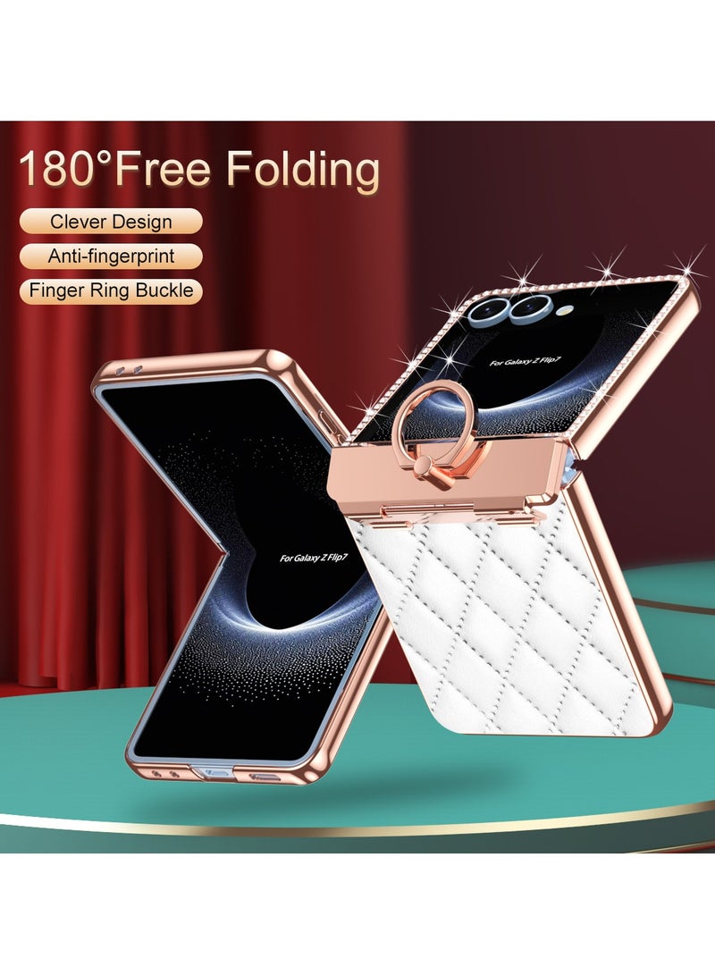 general Samsung Galaxy Z Flip7 Folding Screen Exclusive! Small perfume style electroplated finger ring full wrap hinge anti-drop phone case, light luxury fashion and hardcore protection - Image 4