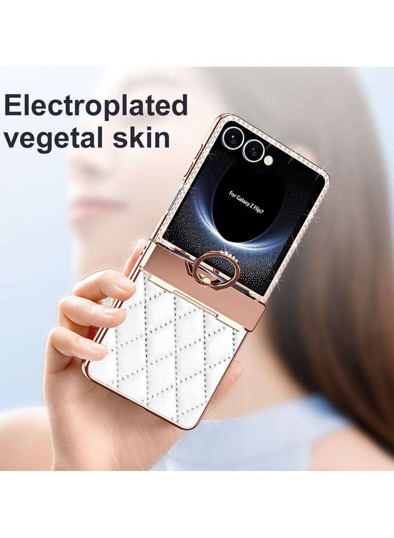general Samsung Galaxy Z Flip7 Folding Screen Exclusive! Small perfume style electroplated finger ring full wrap hinge anti-drop phone case, light luxury fashion and hardcore protection - Image 2