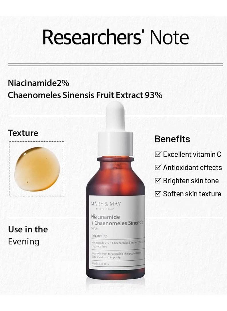 MARY & MAY - Mary And May Niacinamide With Chaenomeles Sinensis Serum, 30ml - Image 1