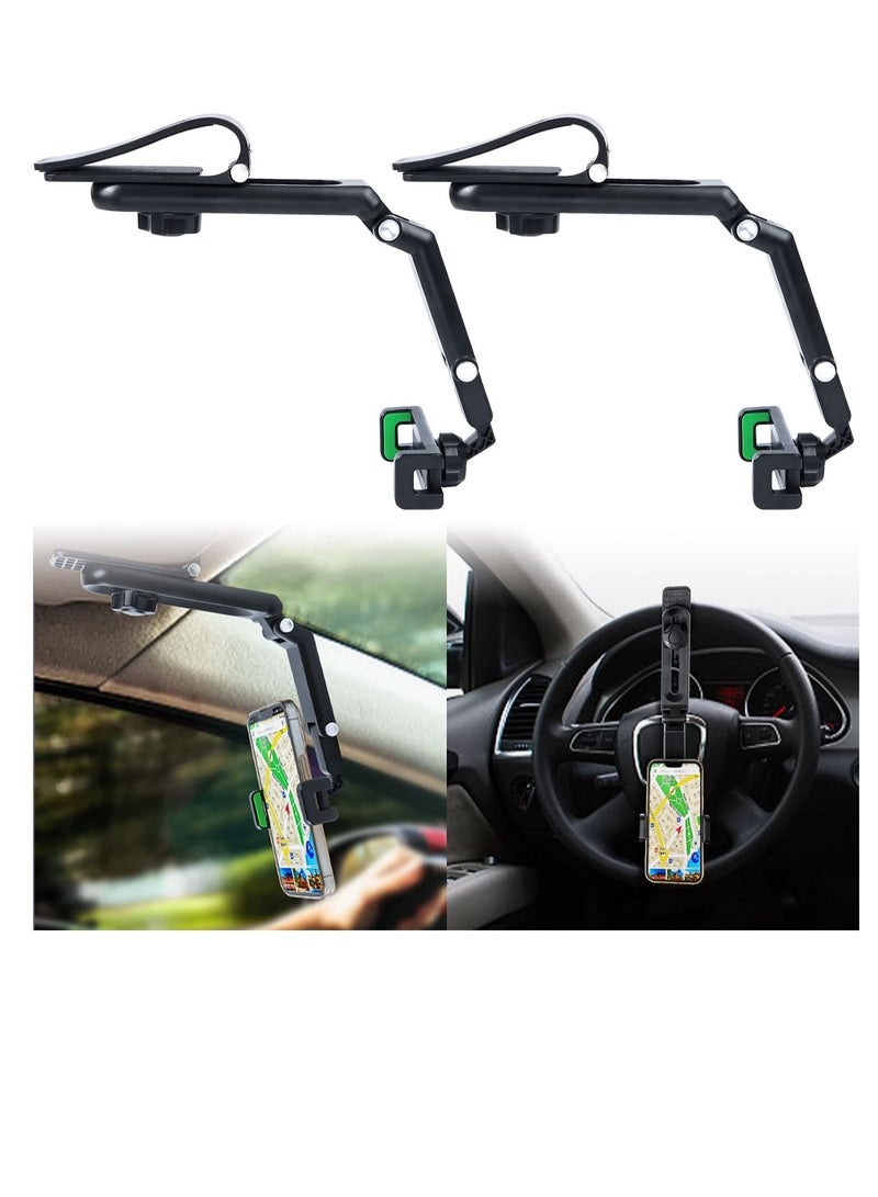 ELTRAZONE Green Cell Phone Holder for Car，Mount Clip for Car Cellphone，360° Rearview Phone Holder for Car Sun Visor，Perfectly for iPhone pro, 13/12pro,XR,XS,Pro,Samsumg,Andriod, Car Accessories - Image 3