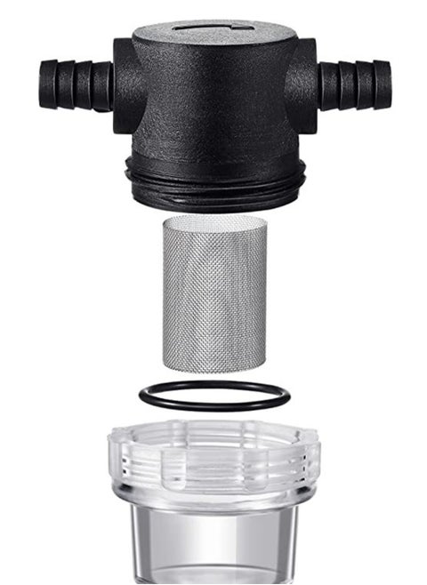 1/2 Inches Water Pump Strainer Compatible with 3/8 Inches Hose Barb In-Line Strainer Twist On Pipe Sprayer Filter for Water Pump 12V DC 80 PSI RV Camper Marine Boat Lawn