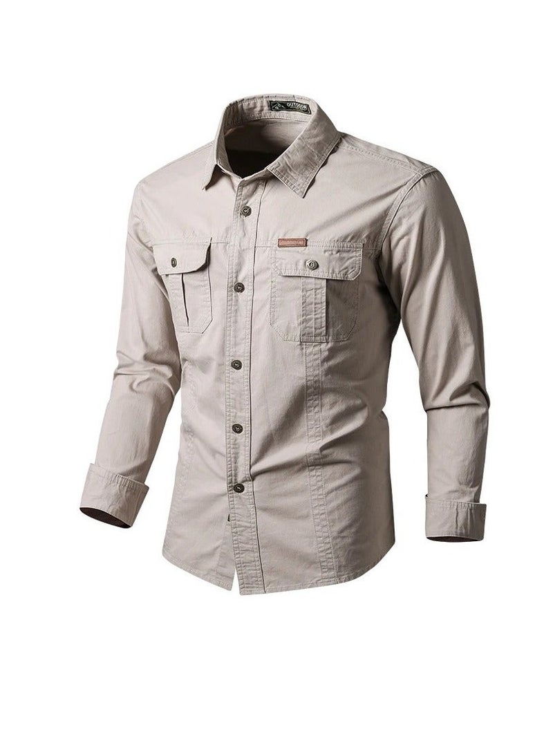 NIBEMINENT Cotton Spring and Autumn Workwear Shirt Long Sleeve For Man
