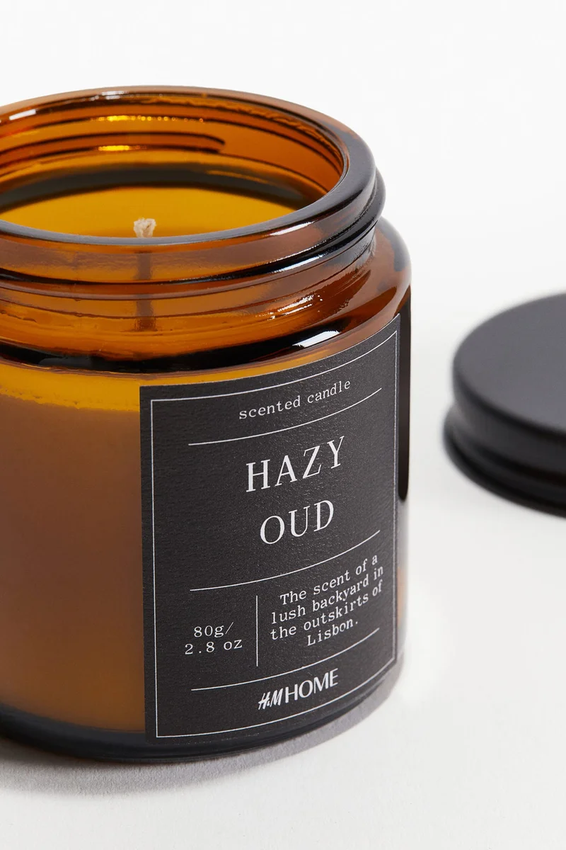 اتش اند ام Small scented candle in glass holder