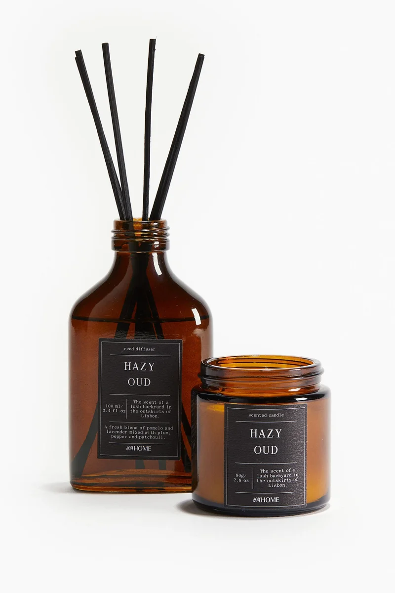 اتش اند ام Small scented candle in glass holder