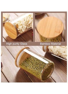 Mash 1000ml Round Glass Jar with Bamboo Lid, Kitchen Food Storage Containers Airtight Lids Cereals Canisters Jars for Pasta Spaghetti Tea Coffee Beans Candy Cookies Snacks Spice Multiuse  - Image 3