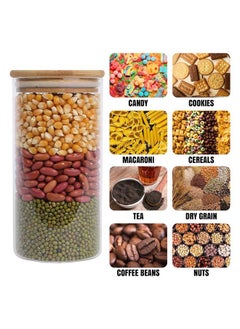 Mash 1000ml Round Glass Jar with Bamboo Lid, Kitchen Food Storage Containers Airtight Lids Cereals Canisters Jars for Pasta Spaghetti Tea Coffee Beans Candy Cookies Snacks Spice Multiuse  - Image 4