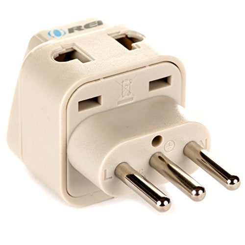 Orei India to Italy, Libya, Chile & More (Type L) Travel Adapter Plug - 2 in 1 - CE Certified - RoHS Compliant - White Color (DB-12A) - Image 1