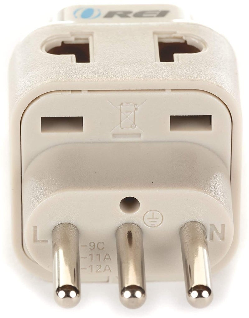 Orei India to Italy, Libya, Chile & More (Type L) Travel Adapter Plug - 2 in 1 - CE Certified - RoHS Compliant - White Color (DB-12A) - Image 5