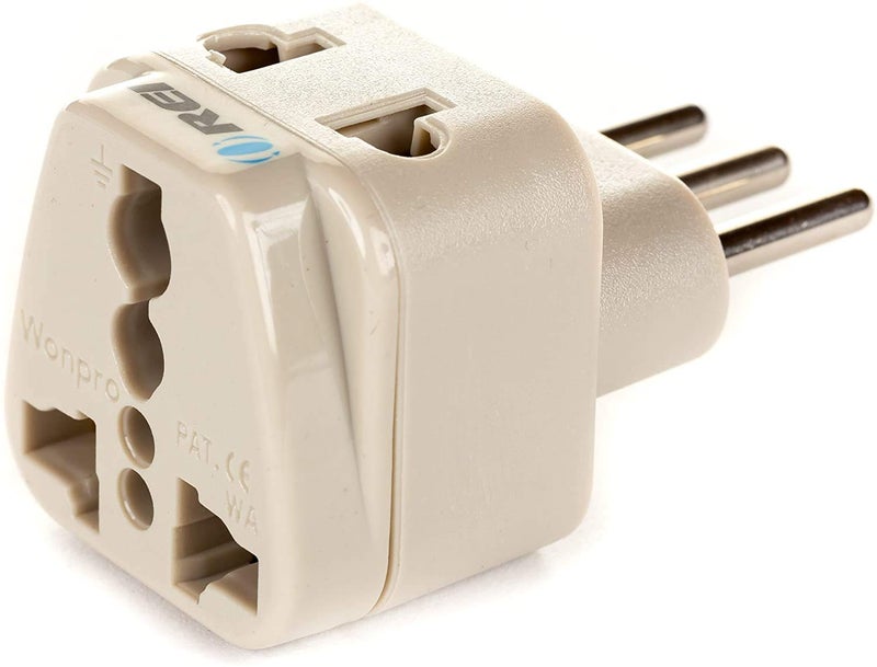 Orei India to Italy, Libya, Chile & More (Type L) Travel Adapter Plug - 2 in 1 - CE Certified - RoHS Compliant - White Color (DB-12A) - Image 3