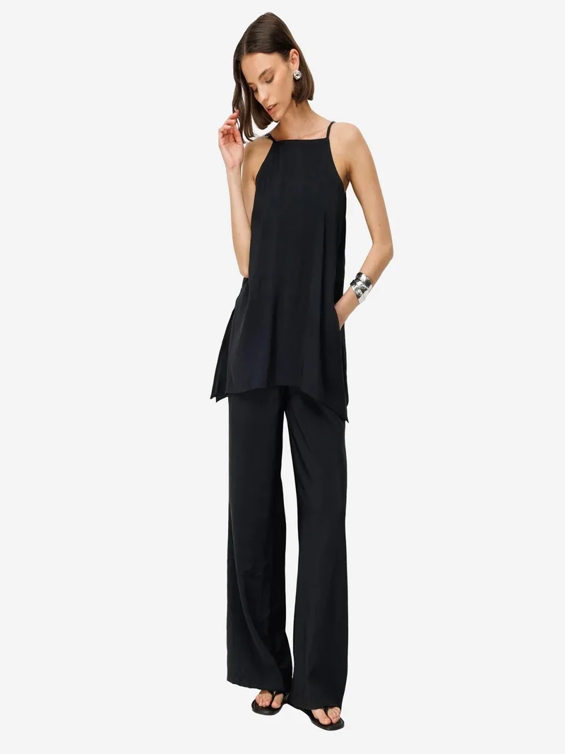 MIXRAY Wide-Leg Halter Jumpsuit