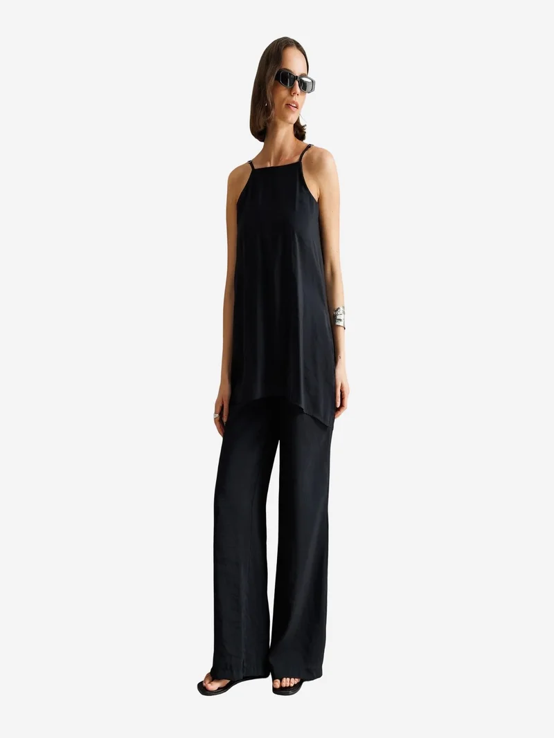 Mixray Black MIXRAY Wide-Leg Halter Jumpsuit for Women | Best Price UAE