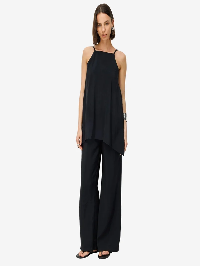 Mixray Black MIXRAY Wide-Leg Halter Jumpsuit for Women | Best Price UAE