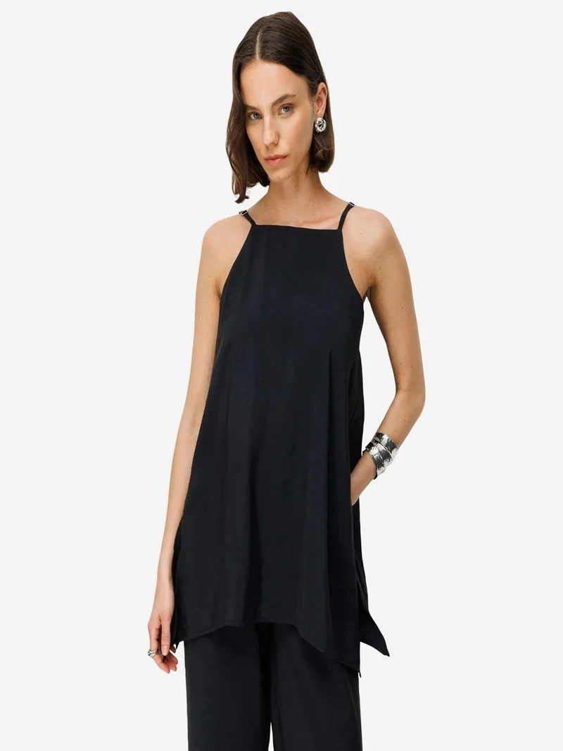 Mixray Black MIXRAY Wide-Leg Halter Jumpsuit for Women | Best Price UAE