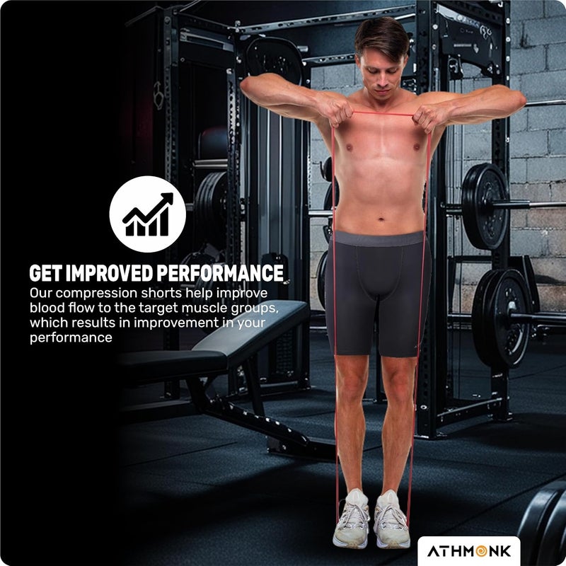Athmonk 4-Way Lycra Compression Shorts for Men | Tight Skin Fit, Non Padded | Cycling Running Workout Gym Cricket Football Sports | Tummy Tuck Recovery Muscle Support | Quick Dry Anti-Chafe - Image 3