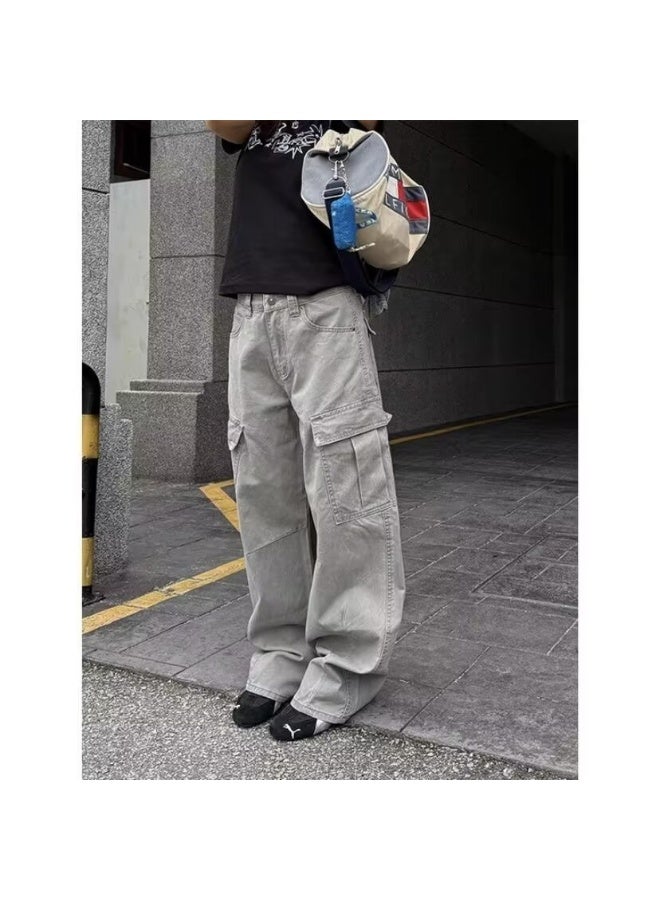 Madam Uniq Ladies' Gray American High Street Wide Pocket Cargo Pants - Image 2