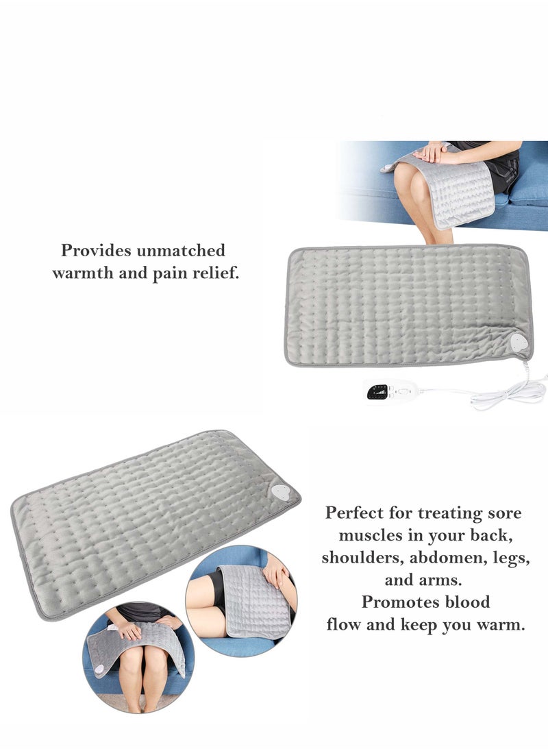 Generic Electric Heating Pad for Pain Relief of Back Neck Shoulder Muscles Cramps Arthritis Sciatica Aches and Menstrual Pain With 6 Electric Temperature Options 4 Timer Settings Auto Shut Off 12x24 Inch 75 Watts Heat Pad With Controller Hand Portable and Washable Heating Pad  - Image 2