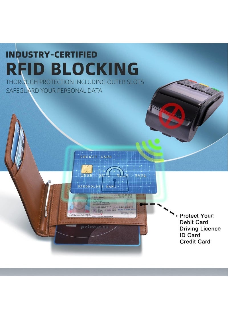 Captaintech for Men Slim Larger Capacity with 6 Slots RFID Blocking Men's Wallet Minimalist Front Pocket Bifold Leather with ID Window Gift Box - Image 5