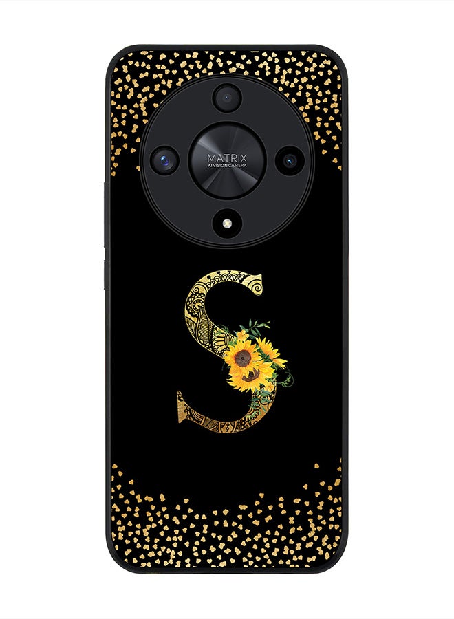 Stylizedd Rugged Black edge case for Honor X9b, Slim fit Thin Cover- Custom Monogram Initial Letter Mandala Floral Pattern Alphabet- S (Black) - Image 1