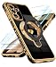 Liufcx for Samsung Galaxy A16 5G Phone Case with Screen ProtectorCute Love Heart PatternRing Metal KickstandPlated Gold Edge Soft TPU Full Camera Protection Cover for Galaxy A16 5G Black - Image 2