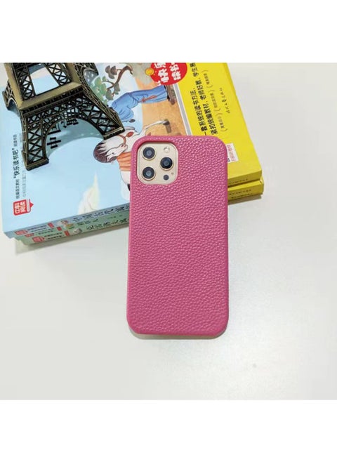 Litchi Pattern 15/16E Apple Phone Case Half Pack 16pro/16promax Phone Case-Color:Rose Red-Applicable Model:iPhone14pro