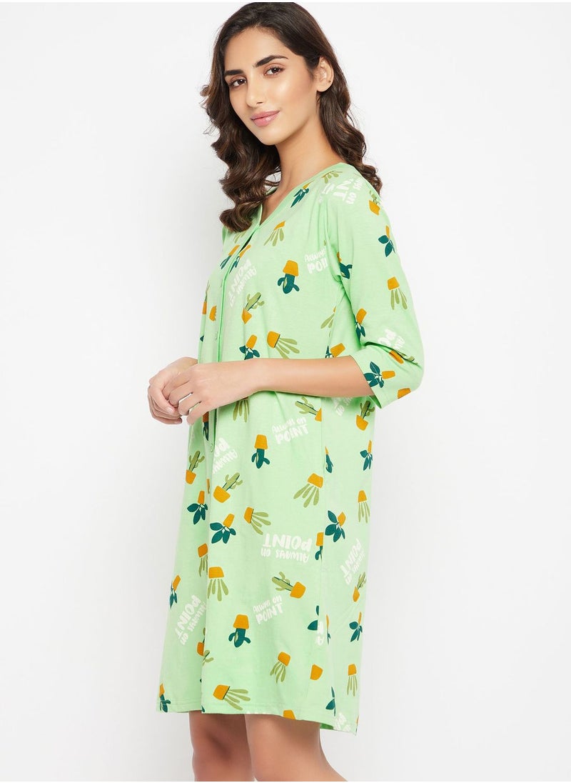 Clovia - Pocket Detail Button Down Nightdress - Image 1