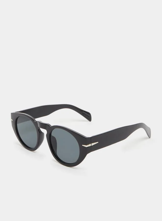 Styli Solid Round Sunglasses