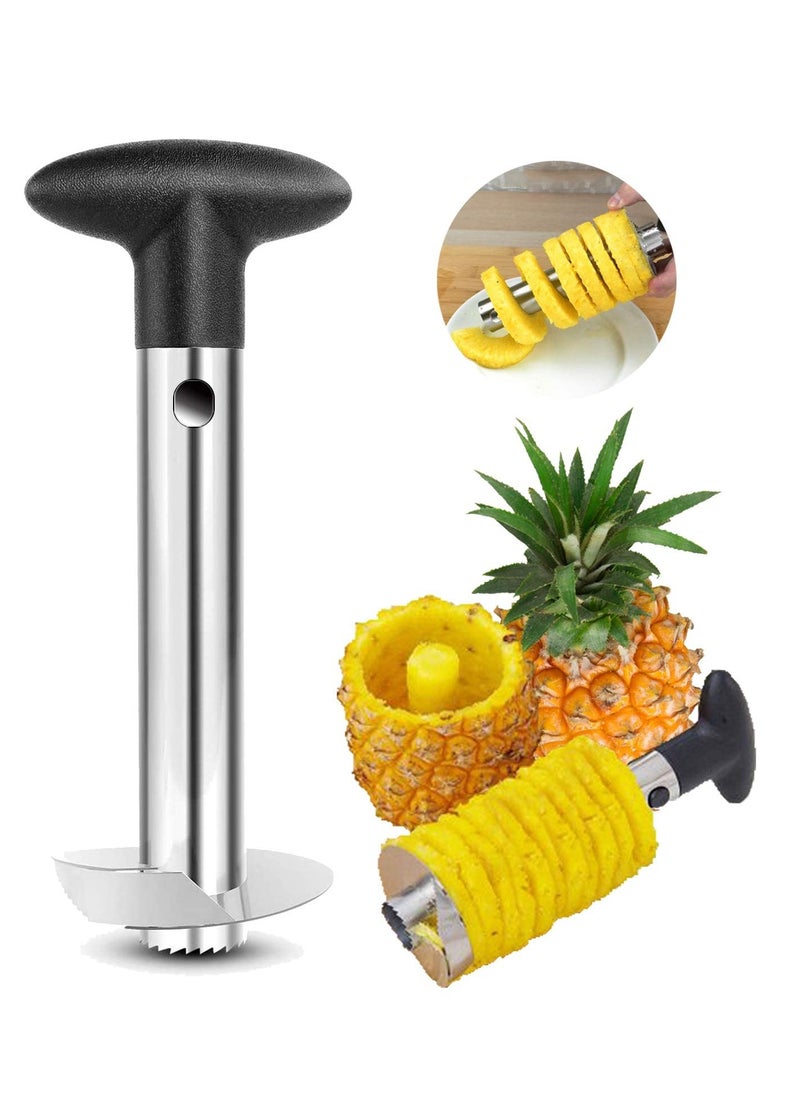 Pineapple Core Remover Tool, Stainless Steel Slicer Tool with Sharp Blade Diced Fruit Rings All in One Pineapple Tool Peeler Slicer Cut for Home Kitchen