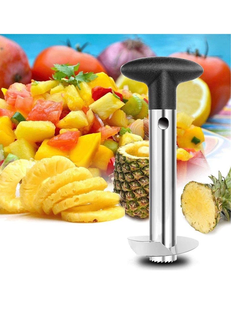 Pineapple Core Remover Tool, Stainless Steel Slicer Tool with Sharp Blade Diced Fruit Rings All in One Pineapple Tool Peeler Slicer Cut for Home Kitchen