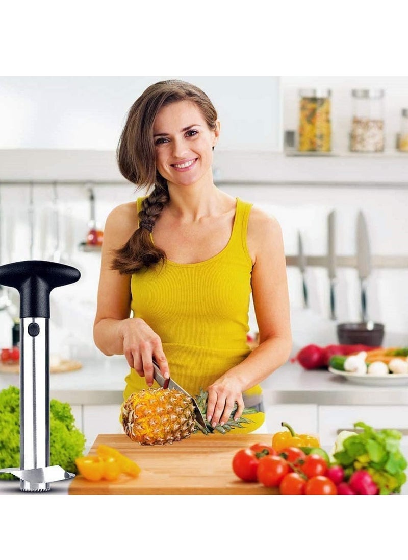 Pineapple Core Remover Tool, Stainless Steel Slicer Tool with Sharp Blade Diced Fruit Rings All in One Pineapple Tool Peeler Slicer Cut for Home Kitchen