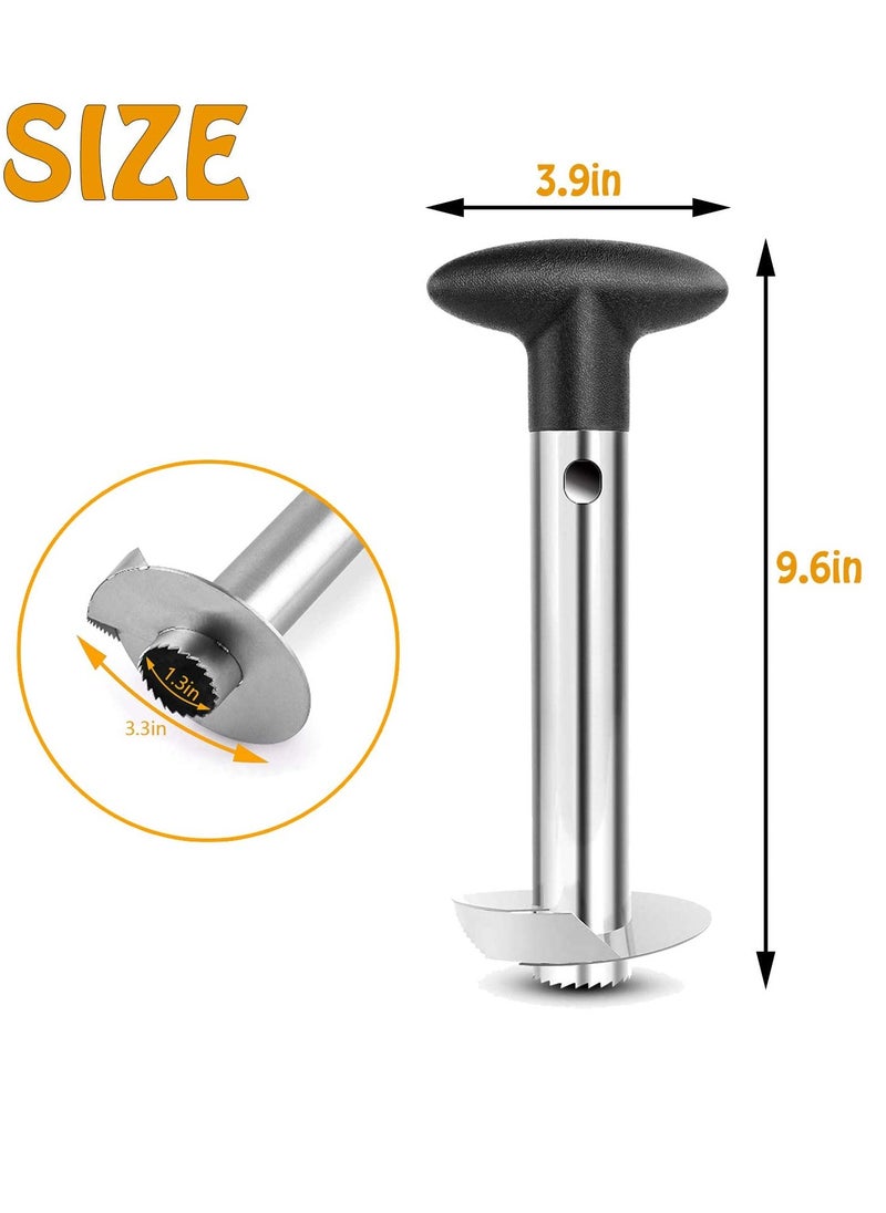 Pineapple Core Remover Tool, Stainless Steel Slicer Tool with Sharp Blade Diced Fruit Rings All in One Pineapple Tool Peeler Slicer Cut for Home Kitchen