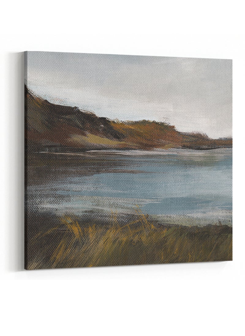 LOWHA - Square Canvas Wall Art Stretched Over Wooden Frame with Autumn Landscape Abstract Painting - Image 1