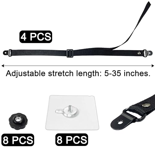 xicveiuz 4 Pcs Adjustable TV Safety Straps NoDrill TV Anchor for Baby Proofing Prevent Furniture Falling and Anti Tip TV Straps Safety for Flat Screens Adhesive Cabinet to Wall Straps - Image 3