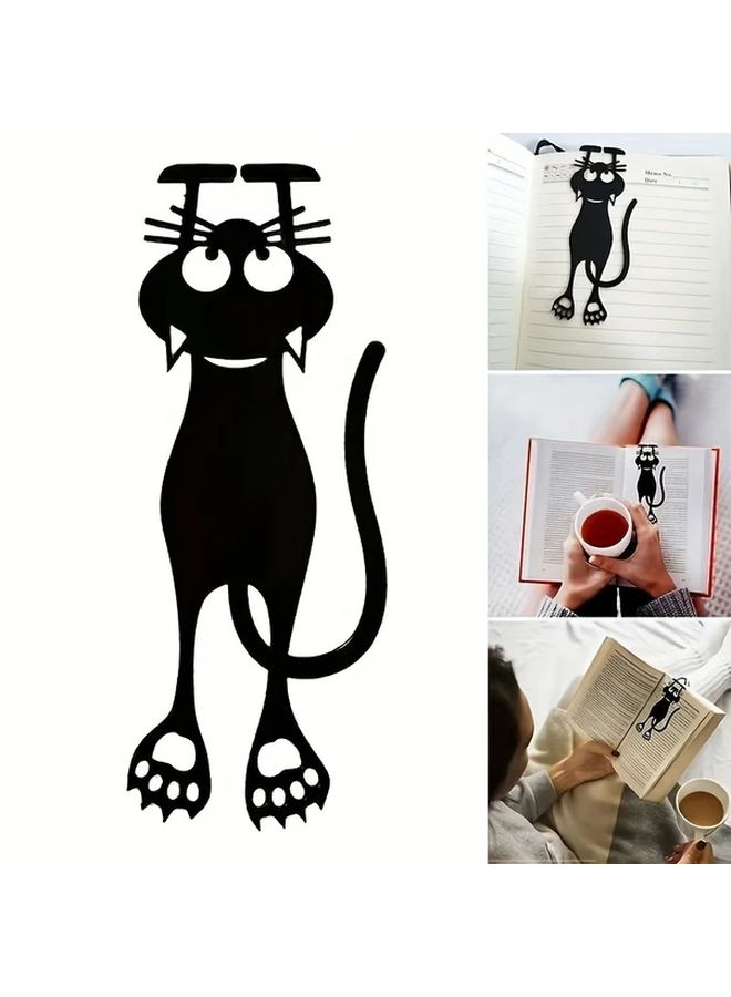 3D Black Kitten Acrylic Bookmark Durable PMMA Hanging Page Marker Gift For School Office - Image 1